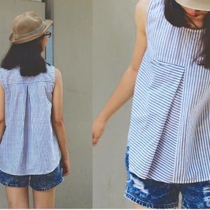 Kalei Blue Striped Sleeveless Top